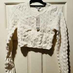 Urban Outfitters white cropped textured knit long sleeve.